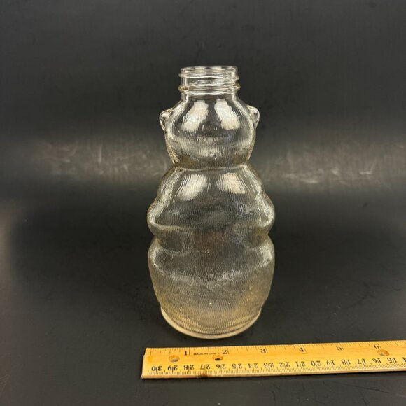 Vtg 1950s Clear Glass Bear Bank Snow Crest Beverages Salem Mass No Lid Top READ - Picture 6 of 13